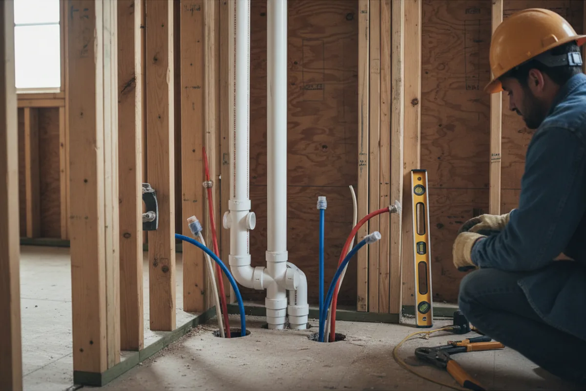 Drain and supply rough-in during Leak Detection in Rockwall