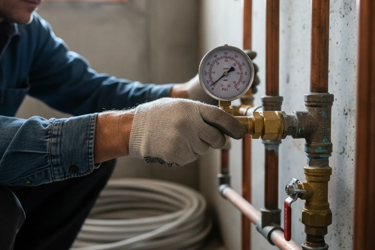 Pressure testing a repaired line during Water Line Repair in Rockwall